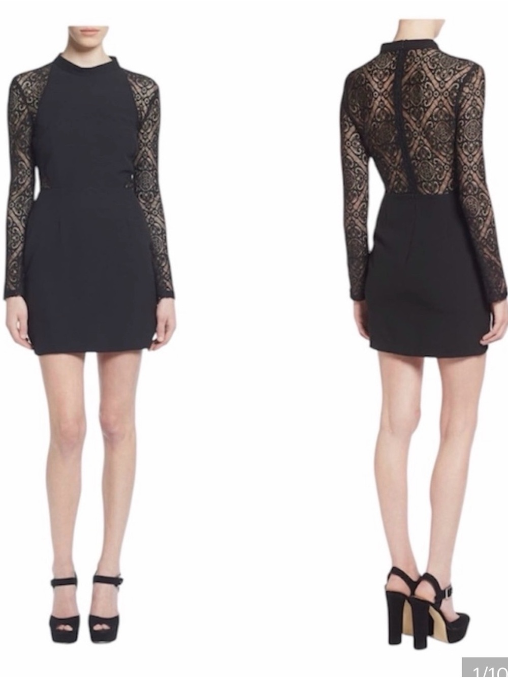 Astr Black Lace Sleeve Mini Dress